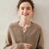 Spring Women's Cardigan 100% Cashmere Knitted Sweater Chic Tops Cashmere Coat Casual O-Neck Loose Women Cardigan
