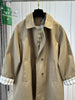 Korean Contrasting Color Plaid Lapel Medium and Long Trench Women's Coat Loose Coat