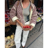 Chic Vintage Floral Print Cotton Coat Autumn Winter Women Jacket Long Sleeve Cardigan Pocket Streetwear Short Quilted Jacket