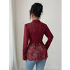 Women Elegant Blazer Suits Ladies Spring Autumn Long Sleeve Single Button Jackets Coats with Lace Hem