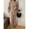 Sweater Set Women's Loose Outer Wear Lazy Style Winter Lace-up Knitted Jacket Cardigan Wide-leg Pants Two-piece Set