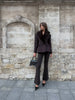 Women Wool Blend Blazer Coat With Large Faux Fur Collar Fitted Waist Double Breasted Winter Outerwear