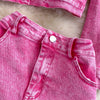Denim 2 Piece Sets Jacket Skirt Women Suit Long Skirts Outerwear Outfits Single Breasted Pockets Washed Coat Ensemble