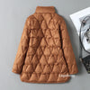 Lagabogy Autumn Winter Women Ultralight White Duck Down Long Jacket Female Single-Breasted Double Sided Puffer Coat