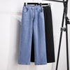 Women Jeans Stretch Casual Trousers Washed Denim Straight Pants Female Fleece Loose Vintage Jeans XL-7XL Oversize Autumn Winter