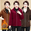 Middle Aged Elderly Mothers' Hooded Coat Spring Autumn Casual Fleece Jacket Large Size Women Casual Corduroy Outwear 4XL