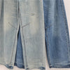 Chic Y2K Style Metal Decoration Washed Blue Women's Stacked Jeans Pants For Woman Clothing Wide Leg Vintage Denim Trouserso