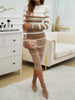 Office Ladies Knitted Dress Elegant Striped Print Slim Long-sleeved Dress Autumn Winter