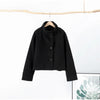 Black Stand Collar Woolen Coats Women's High Street Buttons Full Sleeve Short Overcoats Autumn Female Solid Outwear