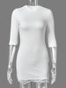 Patchwork Lace Half Sleeve Women Mini Dress Round Neck High Waist Pullover Dress Autumn Bodycon Casual Party Clubwear
