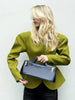 Women Elegant Peplum Blazer Olive Green Slim Fit Flared Hem Jacket Vintage Puff Sleeve Office Lady Coat