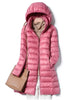 Outerwear Winter Women Korean Slim Remove Hooded Parka Down Jackets Long Light Thin Coat Puffer Jacket