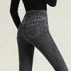 Women's High Waist Stretch Jeans Blue Black Gray and Versatile Multi-button Slim Denim Long Pants Female