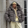 Chic All-Matched Solid Women's Cotton Coat Hooded Zipper Full Sleeves Thicken Bread Coats Autumn Winter Lady Tops