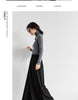 Black Wide-Leg Pants Autumn Flowy Ankle-Length Side Zipper Detail Trousers Office Lady Commuter Bottoms A1738