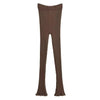 American Retro Wood Ears Cuff Ribbed Knitting Flare Pants Woman High Waist Stretch Slim Skinny Trousers Legging Bottom