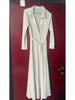 Pleated Long Sleeved Single Breasted Bud Cardigan Dress Ear Belt Women Thai Elegant Causal Designer Clothing