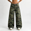 Women Army Green Camouflage Wide Leg Cargo Pants Loose Baggy Casual Streetwear Long Trousers For Ladies Daily Outfit