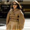 Elegant Double Belt Women Windbreaker Casual Khaki Long Sleeve Lapel Button Female Jacket Autumn Winter Lady Streetwear