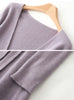 Women V-neck 100% Merino Wool Dress Sweater Autumn Winter Crossing Lace-up Long Sleeve Pullover Knit Skirt Office Lady Knitwear