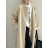 Stand Neck Long Trench Coat Women Spring Casual Turn-down Collar Single-breasted Trench Coat