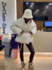 Casual Women's Winter Jacket Solid V Neck Tie-waist Full Sleeve Loose Puffy Padded Coats Street Warm Outwear