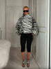 Zebra Print Asymmetric Coats Women Chic Wrap High Collar Oversized Drop‑shoulder Jacket Fall Winter Streetwear Outerwear