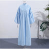 Solid Color Loose Fit Flare Sleeve Tiered Dress Crew Neck Ruffle Hem Pleated Long Maxi Dresses Spring Chic Casual Outwear