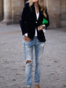 Women's Gold Velvet Blazer, Office Lady Spring Autumn Foreign Atmosphere, Red Blazers Suit, OL Professional Wear