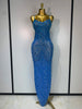 Rhinestones Sexy Mesh See Through Bodycon Dress Women Birthday Evening Cocktail party Gown Red Carpet Club Stage Outfit