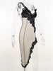 Sexy Lace Party Dress Women Deep V-Neck Irregular Chic Patchwork Design Skinny Maxi Bodycon Midnight Stretch Clubwear