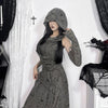 Chic Streetwear Outfit Mall Gothic Sleevelees Hooded Dress Punk Grunge Holes Hem Split Dresses for Women with One Cuff