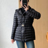 Autumn Winter Lightweight Short Slim 90% White Duck Down Jacket Women Hooded Detachable Sash Warm Down Coat