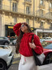 Women's Jacket Autumn Red Long-Sleeve Drawstring Decorative Festive Hoodie Zipper Cardigan Casual Versatile