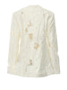 Beige Jacquard Perspective Big Size Elegant Blazer Women V-neck Long Sleeve Jacket Spring Autumn 1DH7169