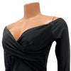 Women Off Shoulder V-neck Ruched Stacked Bodycon Midi Dress Autumn Winter Long Sleeve Party Club Prom Vestidos