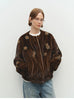Winter Elegant Thick Warm Soft Brown Short Faux Mink Fur Coat Women Beading Loose Stylish Chic Fluffy Jacket