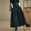 Women's Retro Corduroy High Waist Pants Autumn Winter Slim A-Line Wide Leg Trousers with Pockets Lace-Up Clothes