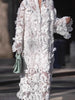 Women's White Hollow Out Three-dimensional Flower Dresses Elegant Loose Long Sleeve Pullover Long Dress Socialite Vestidos