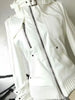 White Stand Collar Moto&Biker Coat Women American Vintage Long Sleeve Zipper Tops Mujer Spring Autumn Jackets