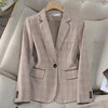 Apricot Plaid Pant Suits for Women Blazer British Style Capable Professional Clothing OL Clothes Suit Pants