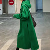 Plus Size Hooded Loose Long Hoodie Thick Fleece Sweatshirts Coat Winter Midi Dress Warm Women's Oversize Jacket Casual Outerwear