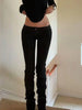 Women's Denim Pants Low Rise Jeans American Retro Black Bootcut Jeans Y2k 2000s Harajuku Skinny Jeans Stretch Japanese Gyaru
