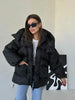 Printed Cotton Padded Coats Women Hooded Waist-Cinching Zipper Quilted Jackets Winter Casual Woman Outerwear