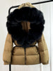 Lagabogy Winter Women Big Real Fox Fur Collar 90%White Duck Down Coat Female Streetwear Loose Hooded Warm Puffer Jacket