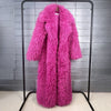 Colorful Women's Furry Coat Rose Pink Faux Fur Coat Suit Collar Autumn Winter Thick Cardigan Long Overcoat Chic 2DB5859