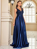 Elegant Sequins Evening Dress For Women Deep V-neck Satin Prom Party Green Dress Floor Length Blue Formal Gowns