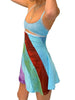 Women’s Casual Sweet Suspender A-line Dress Contrast Color U-neck Hollow Short Dress