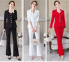 Spring Autumn Women Blazer Jacket And Pant Suit White Red Black Blazer Trousers 2 Piece Set Ladies Office Work Suit