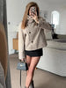 Elegant Stand Collar Short Jacket For Women Lady Outerwear High Street Long Sleeve Single Breasted Female Coats